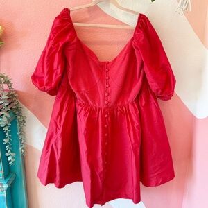 Anthropologie Maeve Red Puff Sleeve Sweetheart Neckline Mini Dress 2X
